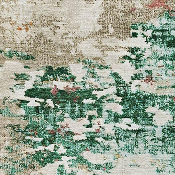 HomeRoots 9' X 12' Vibrant Abstract Area Rug in Orange, Teal & Blush - Washable, UV Resistant & Stain Repellent 704974