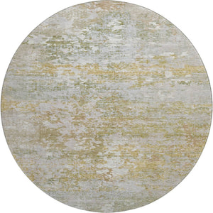 HomeRoots 8' Sage and Ivory Abstract Round Rug - Washable, UV Protected, Durable Design for Modern Spaces 704978