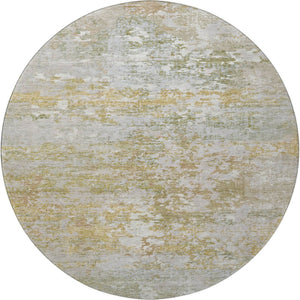 HomeRoots 8' Sage and Ivory Abstract Round Rug - Washable, UV Protected, Durable Design for Modern Spaces 704978