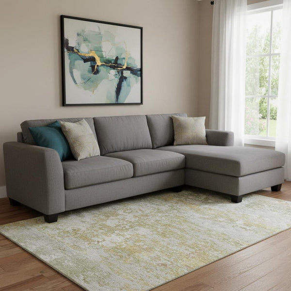 HomeRoots 8' X 10' Sage & Ivory Abstract Area Rug - Durable, Washable, UV-Protected for Stylish Living Spaces 704979