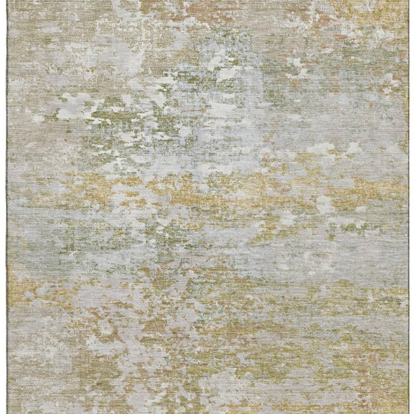 HomeRoots 10' X 14' Sage and Ivory Abstract Washable Area Rug - Durable, UV-Protected, Pet-Friendly Design! 704981