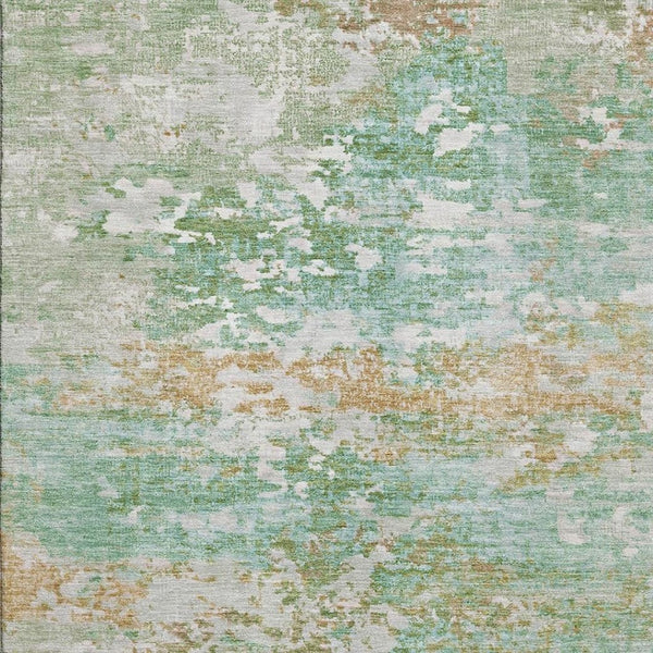 HomeRoots 5' X 8' Washable Abstract Area Rug in Teal, Ivory & Copper with UV Protection for Modern Spaces 704983