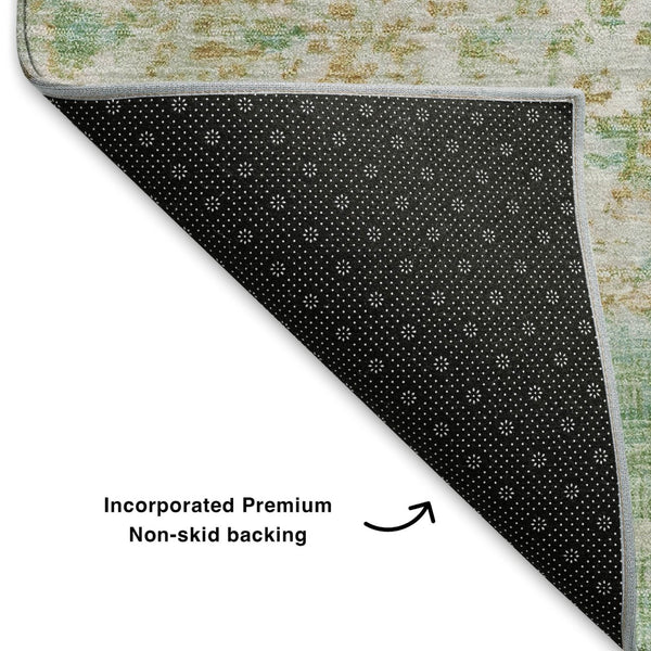 HomeRoots 8' X 10' Teal Ivory Copper Area Rug - Washable, UV Protected, Durable for Kids & Pets, Stylish Decor 704985