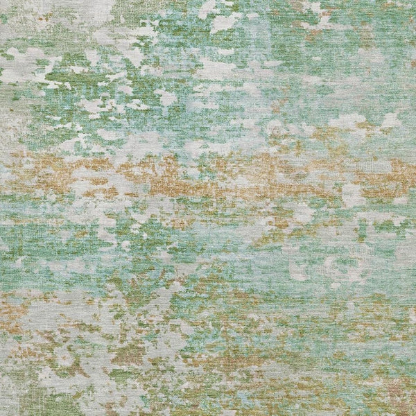 HomeRoots 9' X 12' Teal Ivory Copper Abstract Rug - Durable, Washable, UV Protected, Perfect for Busy Homes! 704986
