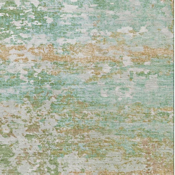 HomeRoots 10' X 14' Teal Ivory Copper Abstract Washable Area Rug with UV Protection for Stylish Living Spaces 704987