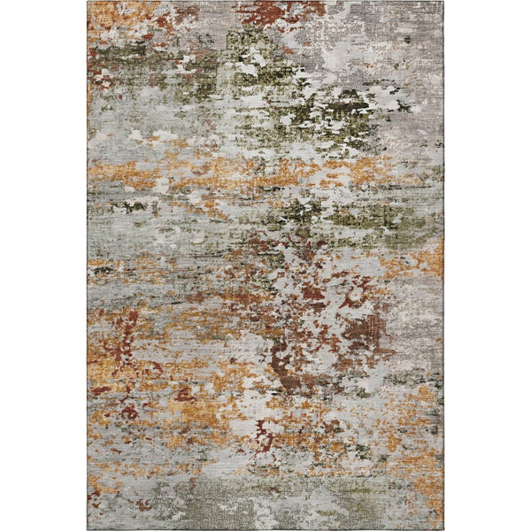 HomeRoots 5' X 8' Stylish Terra Cotta Ivory Gray Abstract Washable Area Rug - UV Protected, Non-Slip Design! 704989
