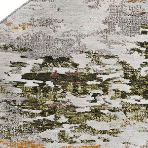 HomeRoots 8' Terra Cotta, Ivory & Gray Abstract Washable Round Rug with UV Protection for Busy Homes & Style 704990