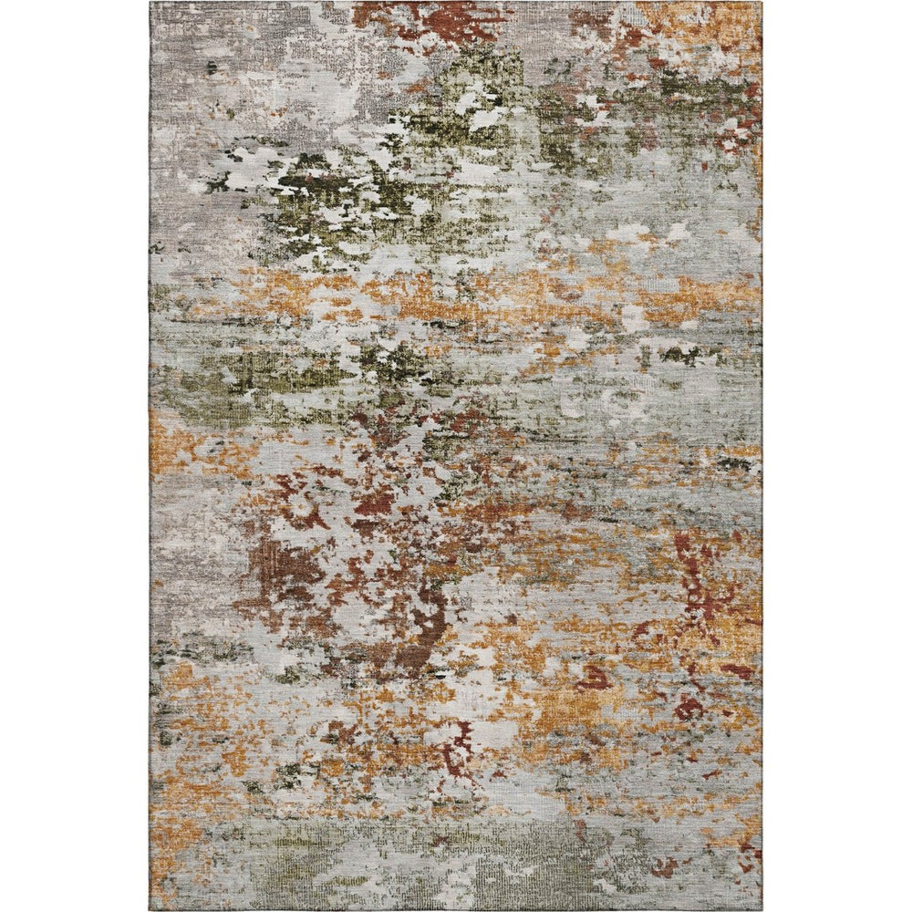 HomeRoots 9' X 12' Terra Cotta Ivory And Gray Abstract Area Rug - Stylish, Washable, UV Protected & Non-Slip Design 704992