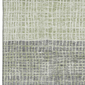 HomeRoots 5' X 8' Stylish Artichoke Green Geometric Area Rug – Washable, UV Protected, Stain Resistant Design 704995