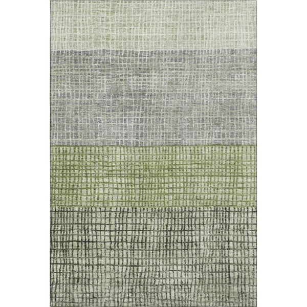 HomeRoots 9' X 12' Artichoke Green Geometric Area Rug with UV Protection, Stain Resistance & Modern Design 704998