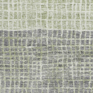 HomeRoots 9' X 12' Artichoke Green Geometric Area Rug with UV Protection, Stain Resistance & Modern Design 704998