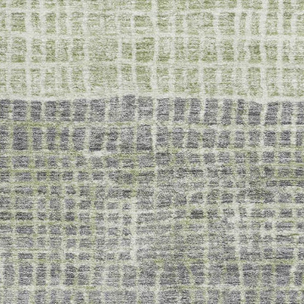 HomeRoots 9' X 12' Artichoke Green Geometric Area Rug with UV Protection, Stain Resistance & Modern Design 704998