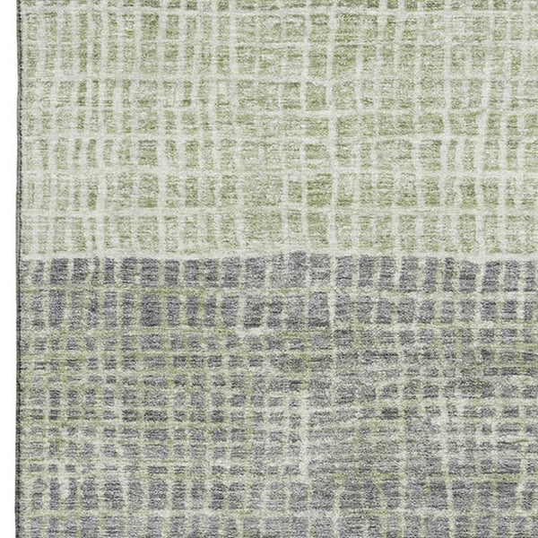 HomeRoots 9' X 12' Artichoke Green Geometric Area Rug with UV Protection, Stain Resistance & Modern Design 704998