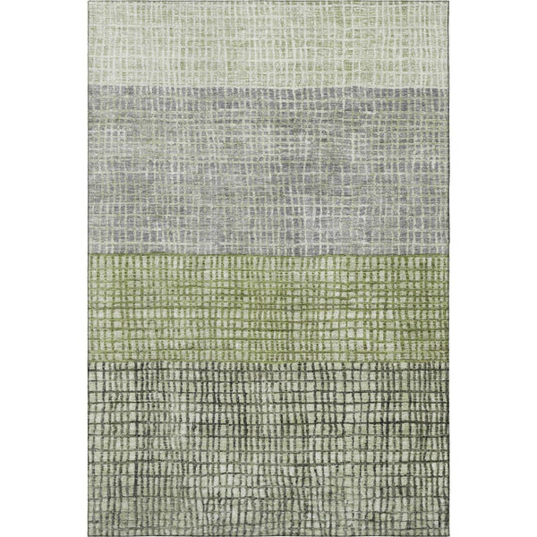 HomeRoots 10' Washable Geometric Area Rug in Artichoke Green, Ivory & Gray - Durable, UV-Protected Design! 704999