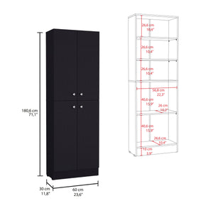 English Elm Lynch 71" Kitchen Pantry Cabinet Black – 4-Door Freestanding Storage with 5 Adjustable Shelves, Versatile B070P188841