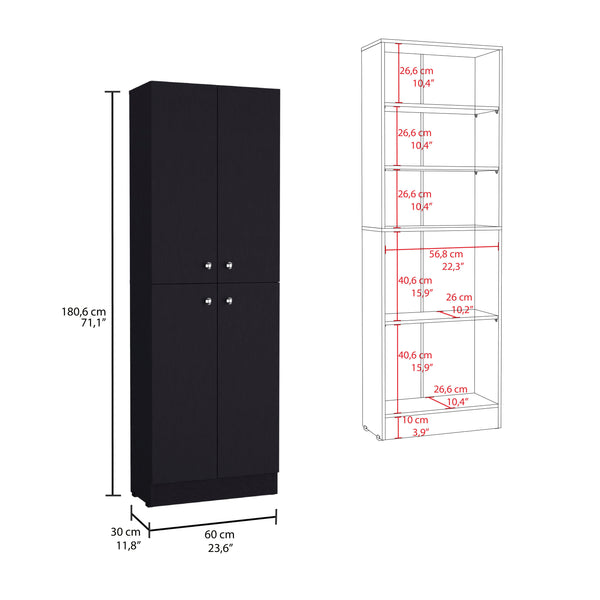English Elm Lynch 71" Kitchen Pantry Cabinet Black – 4-Door Freestanding Storage with 5 Adjustable Shelves, Versatile B070P188841