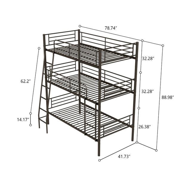 English Elm Black Metal Loft Bed with Built-in Desk Rgb Led Lighting and Charging Station Black W1671S00002
