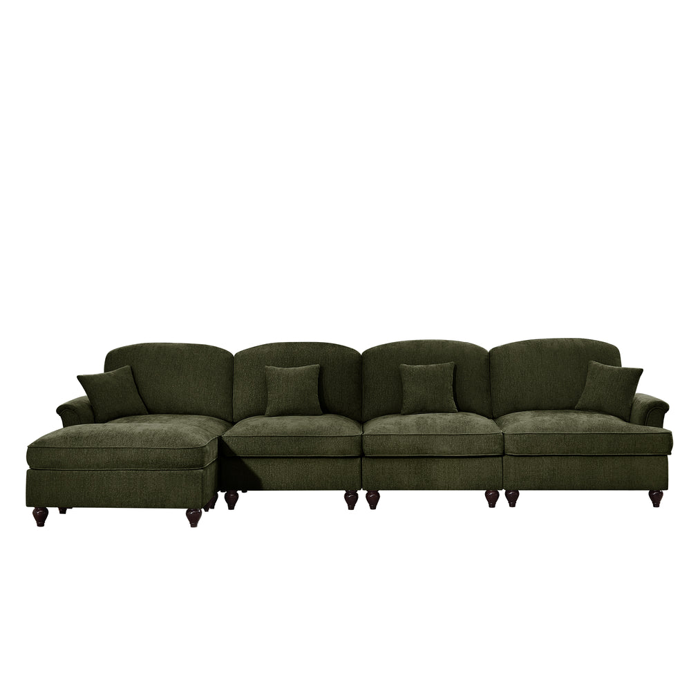 English Elm Classic Modular L-Shaped Sectional Couch In Soft Chenille - Elegant, Versatile Design With Ottoman W3041S00272