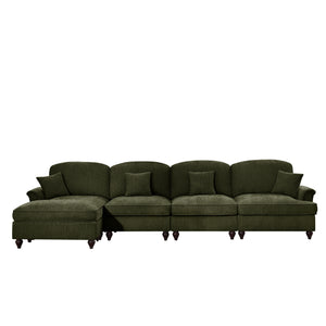 English Elm Classic Modular L-Shaped Sectional Couch In Soft Chenille - Elegant, Versatile Design With Ottoman W3041S00272