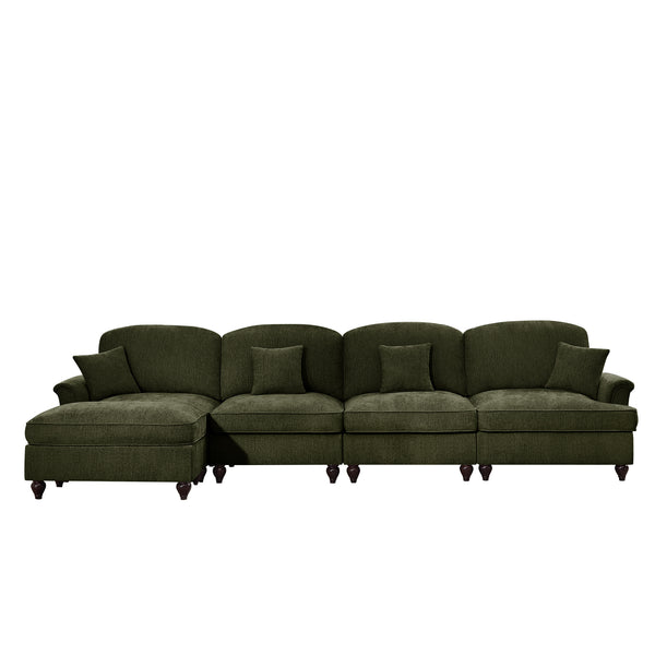 English Elm Classic Modular L-Shaped Sectional Couch In Soft Chenille - Elegant, Versatile Design With Ottoman W3041S00272