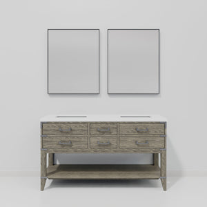 English Elm Grey Oak Double Bath Vanity With Cultured Marble Top & Mirrors - Elegant Storage Solution 60" W B2731S01639