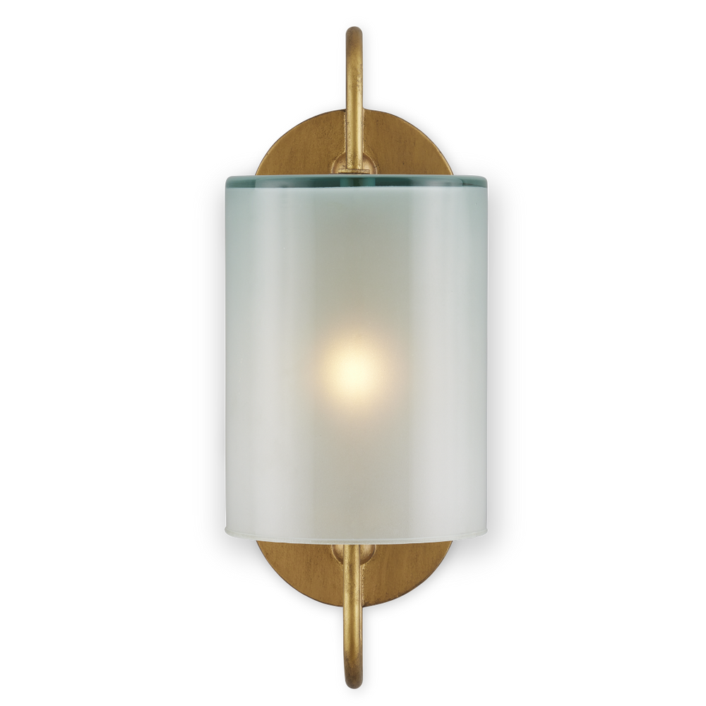 Glacier Brass Wall Sconce - Elegant Frosted Glass Shade for Soft Illumination in Damp Spaces
