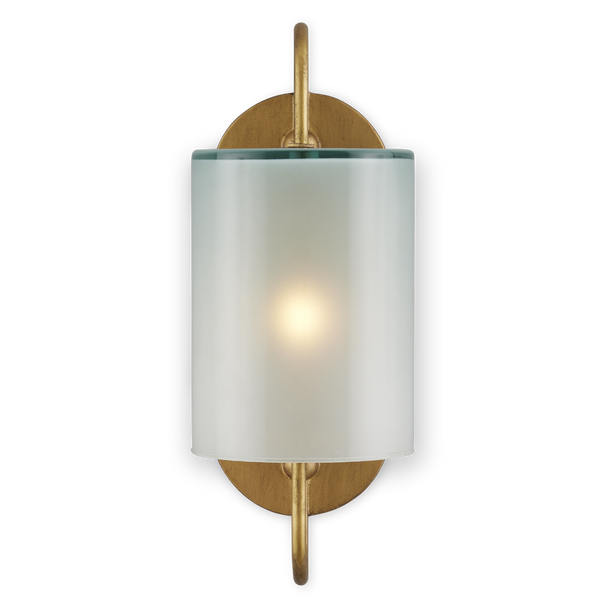 Glacier Brass Wall Sconce - Elegant Frosted Glass Shade for Soft Illumination in Damp Spaces