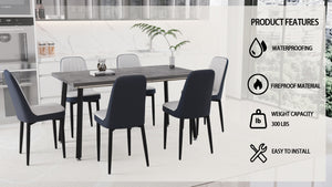 English Elm 55.12-70.87" Expandable Dining Table Set With 6 Pu Chairs – Modern Design, Ergonomic Comfort, Versatile Use W2189S00395