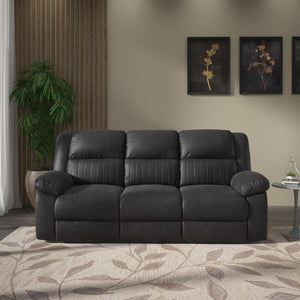 English Elm Wallace & Bay - Black Reclining Sofa Upholstered Fabric Contemporary Black Licorice 87.5" Wide Easy-Care Comfort Recliner Lounge Seating B361P384411
