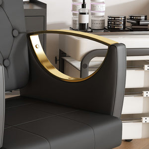 English Elm Hydraulic Salon Chair with Foot Pump Swivel Base Pu Leather Seat for Barber Tattoo Spa W2700P410954