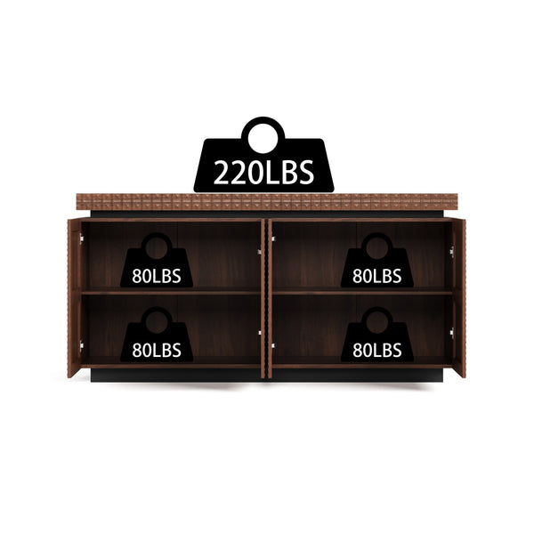 English Elm Sideboard Modern 4-Door Buffet Cabinet with Spacious Top and Enclosed Storage, Durable 66" Long Finish Antique brown W2263P353791