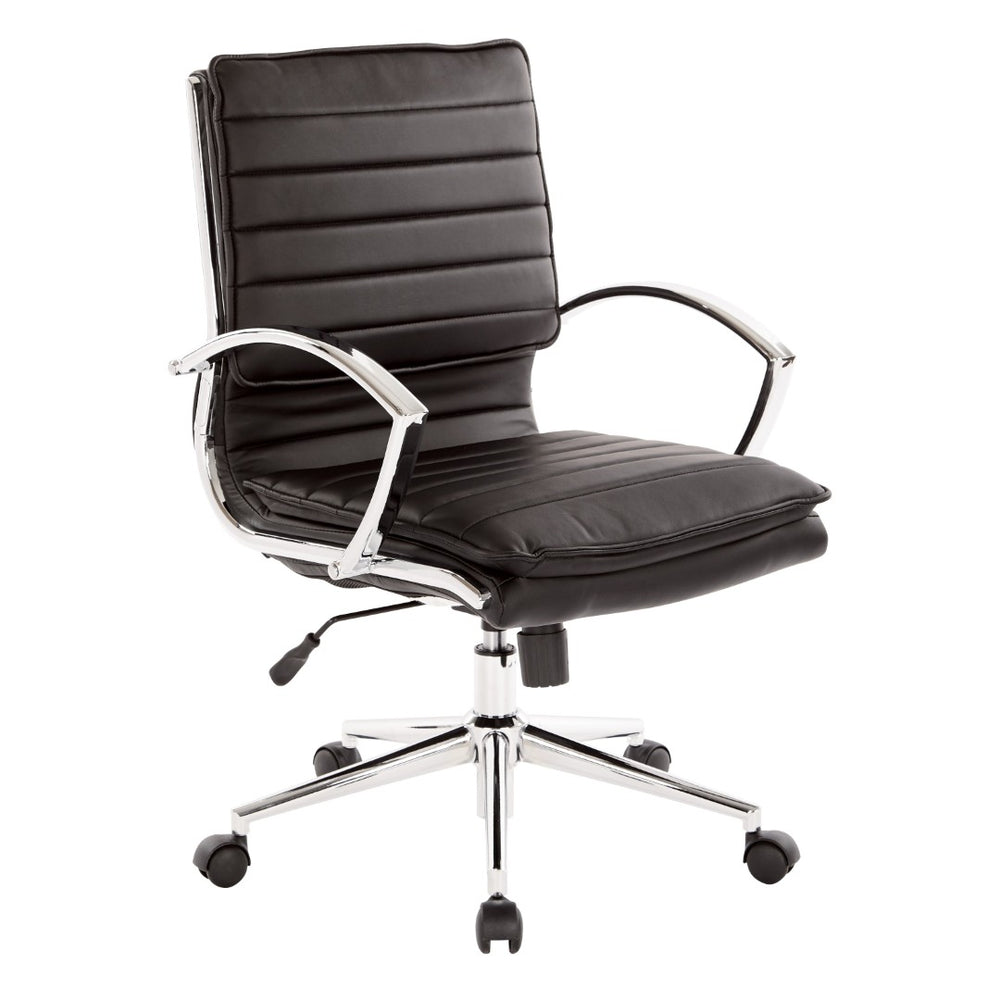 OSP Home Furnishings Mid Back Faux Leather Manager Chair with Lumbar Support and Pneumatic Height Control SPX23591C-U6