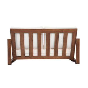 English Elm Christopher Knight Home® - WESTCHESTER Acacia Wood Loveseat and Coffee Table Set with Floor-Chair Design and Water-Resistant Cushions Beige,Mocha 55.75 L x 32.75 W x 18.6 H N776P301043M