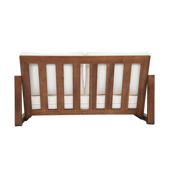 English Elm Christopher Knight Home® - WESTCHESTER Acacia Wood Loveseat and Coffee Table Set with Floor-Chair Design and Water-Resistant Cushions Beige,Mocha 55.75 L x 32.75 W x 18.6 H N776P301043M