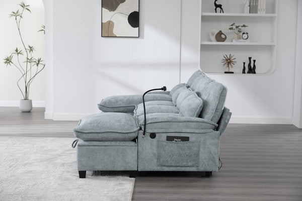 English Elm United We Win 106" U-Shaped Sectional Sofa With Ottoman, Usb Ports & Dual Side Pockets For Comfort W1568S00230-GIGA