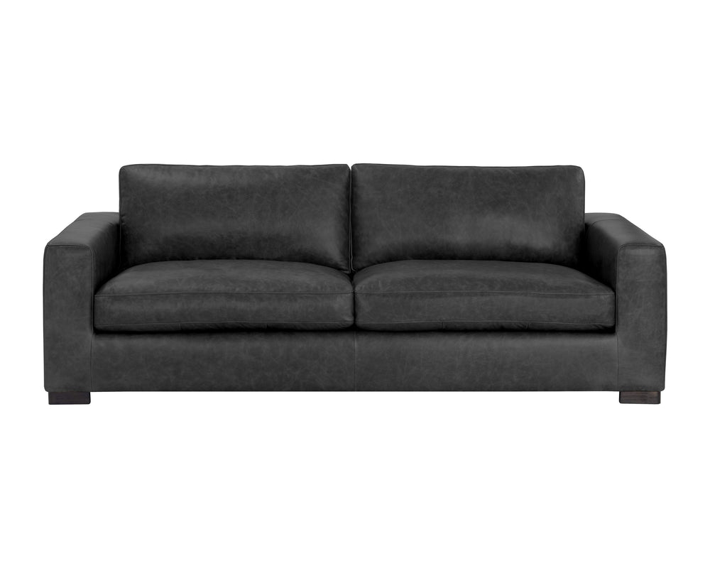 Sunpan Baylor Sofa - Elevate Your Living Space with Sophisticated Style and Luxurious Buffalo Leather Finish Marseille Black Leather