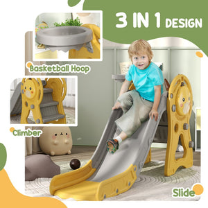 English Elm Qaba 3 in 1 Toddler Climber Slide Set with Basketball Hoop Duck Playroom Fun W2225P229339