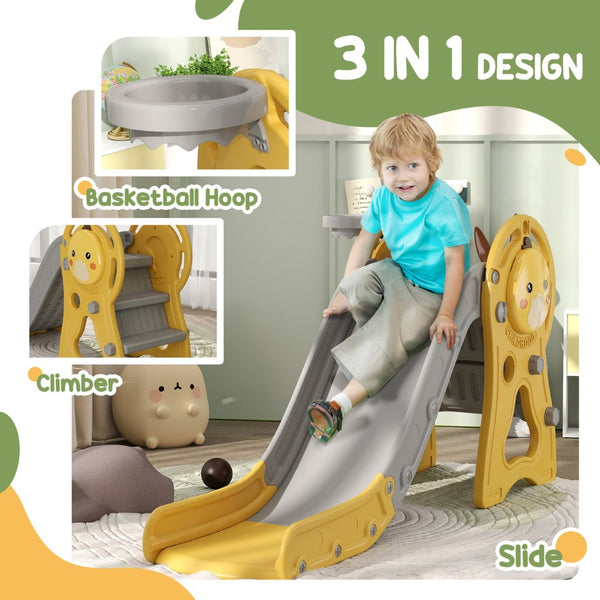 English Elm Qaba 3 in 1 Toddler Climber Slide Set with Basketball Hoop Duck Playroom Fun W2225P229339