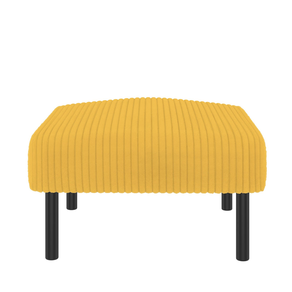 English Elm UNITED Corduroy Ottoman Footstool with Sturdy Frame, Soft Padded Seat, Versatile Living Room Stool Yellow W1568P307255