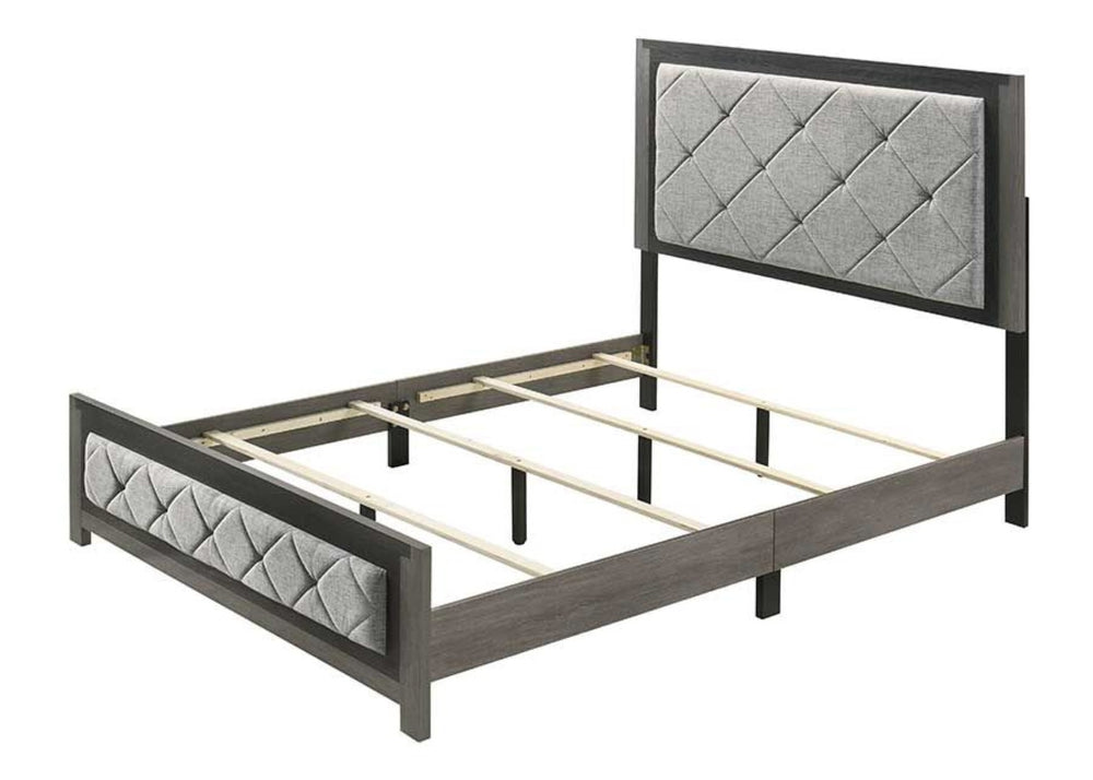 English Elm Jehoram Linen Upholstered Queen Bed with Geometric Headboard and Padded Footboard B2726S00422
