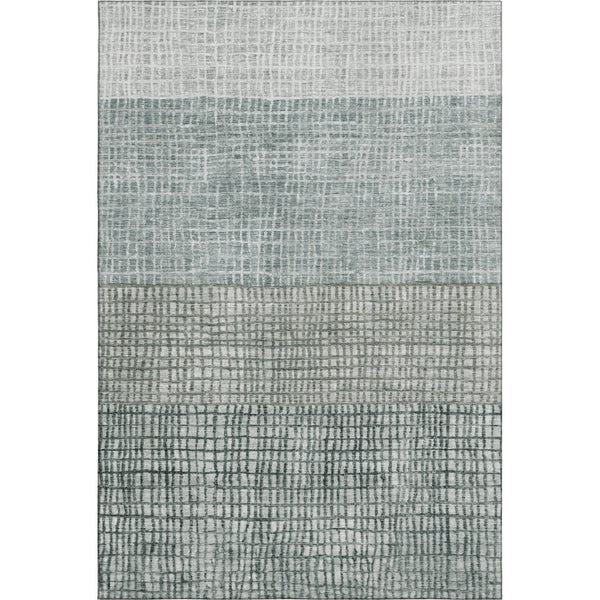 HomeRoots 5' X 8' Aqua Ivory Gray Geometric Washable Area Rug - Stain Resistant & UV Protected for Homes 705001
