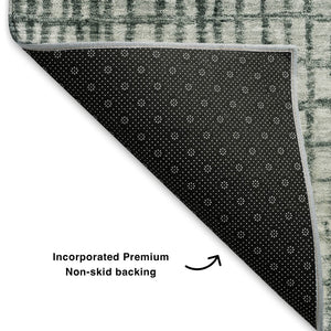 HomeRoots 5' X 8' Aqua Ivory Gray Geometric Washable Area Rug - Stain Resistant & UV Protected for Homes 705001