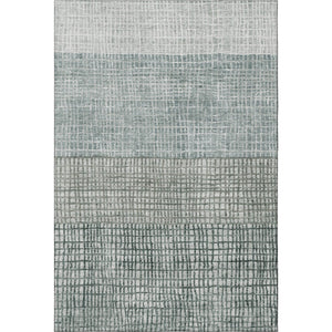 HomeRoots 5' X 8' Aqua Ivory Gray Geometric Washable Area Rug - Stain Resistant & UV Protected for Homes 705001