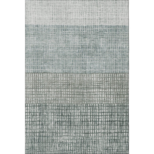 HomeRoots 5' X 8' Aqua Ivory Gray Geometric Washable Area Rug - Stain Resistant & UV Protected for Homes 705001