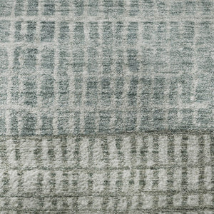 HomeRoots 8' Contemporary Aqua Ivory Gray Geometric Washable Round Rug with UV Protection & Stain Resistance 705002