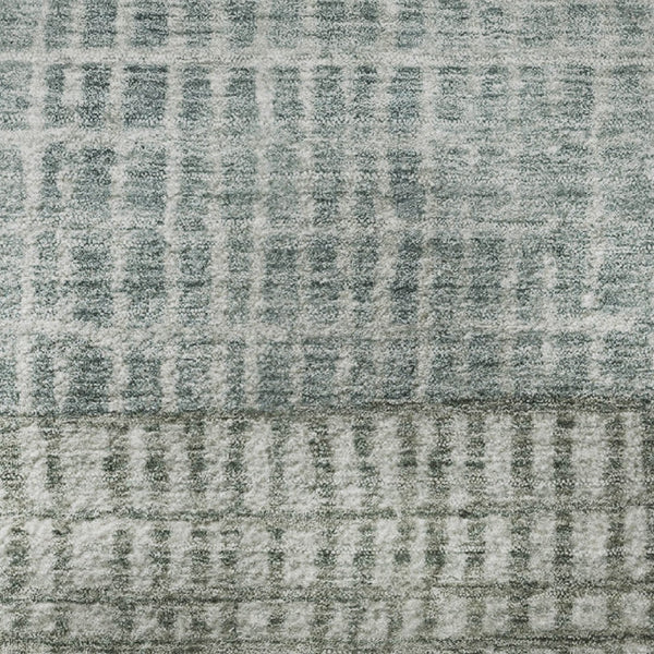 HomeRoots 8' Contemporary Aqua Ivory Gray Geometric Washable Round Rug with UV Protection & Stain Resistance 705002