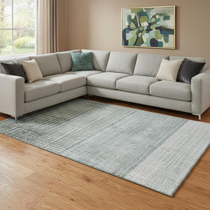 HomeRoots 8' X 10' Aqua Ivory Gray Geometric Area Rug – Durable, Washable, UV Protected for Modern Homes 705003