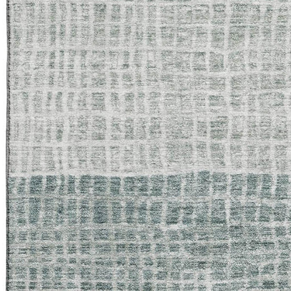 HomeRoots 8' X 10' Aqua Ivory Gray Geometric Area Rug – Durable, Washable, UV Protected for Modern Homes 705003