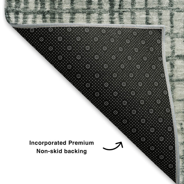 HomeRoots 9' X 12' Stylish Aqua Ivory Gray Geometric Area Rug with UV Protection & Stain Resistance for Homes 705004