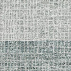 HomeRoots 9' X 12' Stylish Aqua Ivory Gray Geometric Area Rug with UV Protection & Stain Resistance for Homes 705004